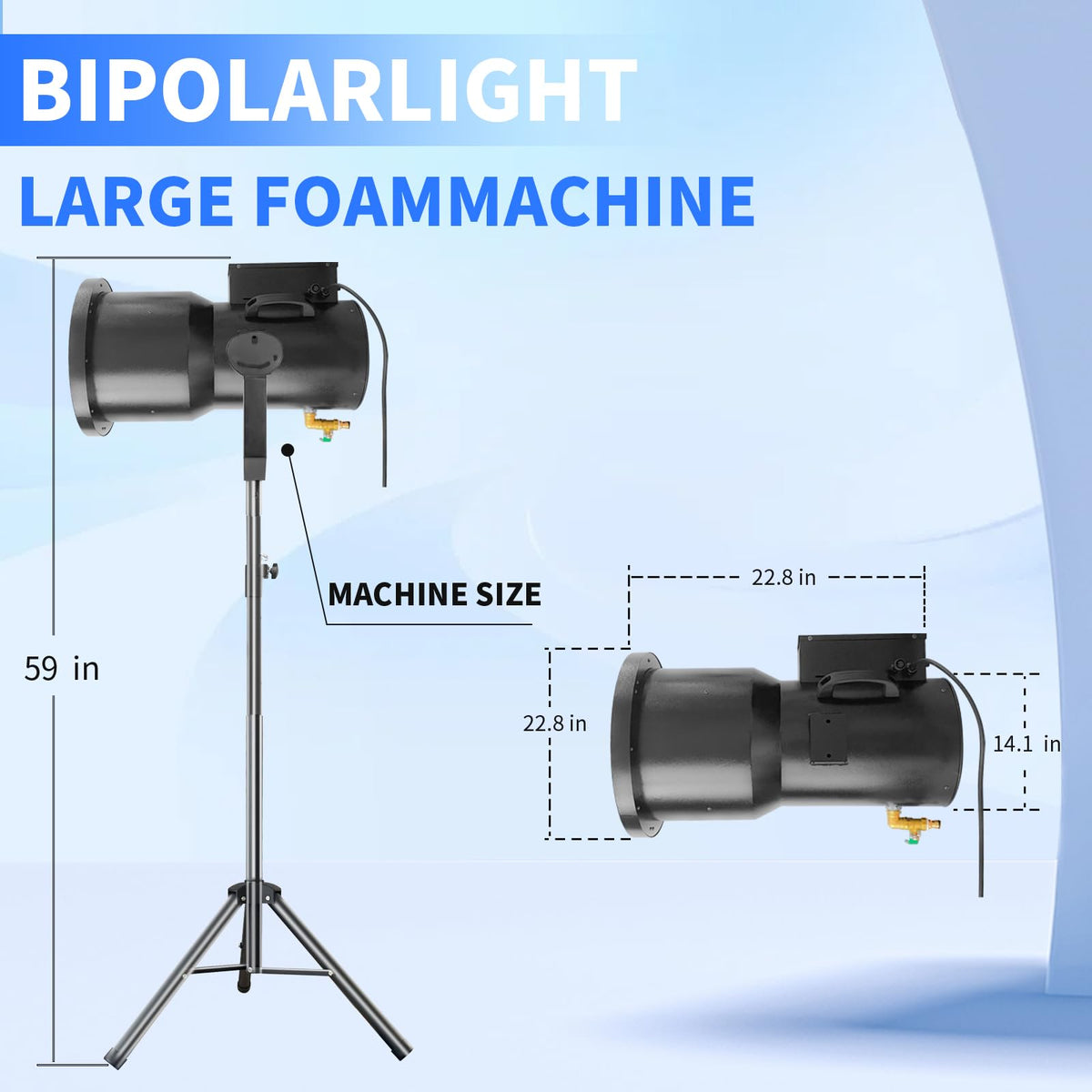 Foam Machine for Party with Fully Automatic Head Swing & Adjustable Height, Party Foam Machine with 9 LED Lights, Foam Cannon for Garden, Pool, Indoor, Birthdays, Celebrations, and Backyard Events