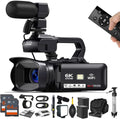 Acuvar 4K/6K Video Camera Camcorder â 64MP Vlogging Camera for YouTube, 60FPS, 18X Zoom â with Mic, LED Light, Tripod & 2Ã64GB Cards â WiFi, Webcam Bundle