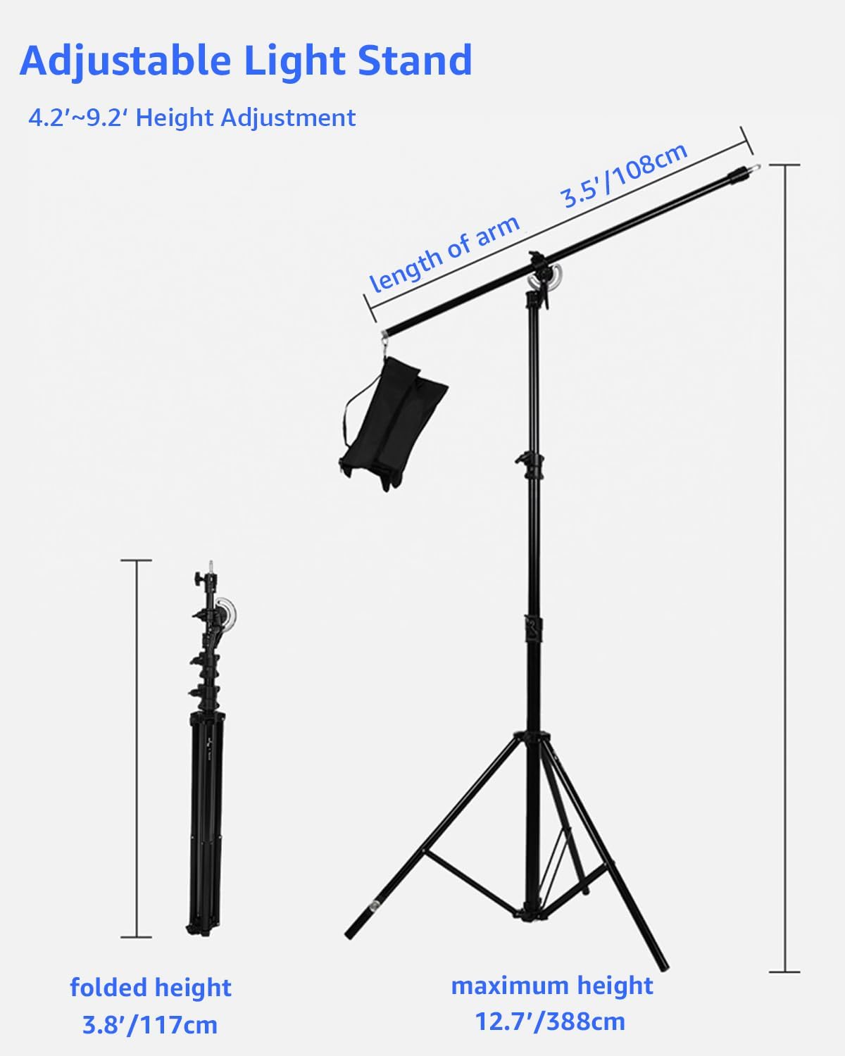 Amaran Aluminum Light Stand, 9.2ft/2.8m Adjustable Photography Stand