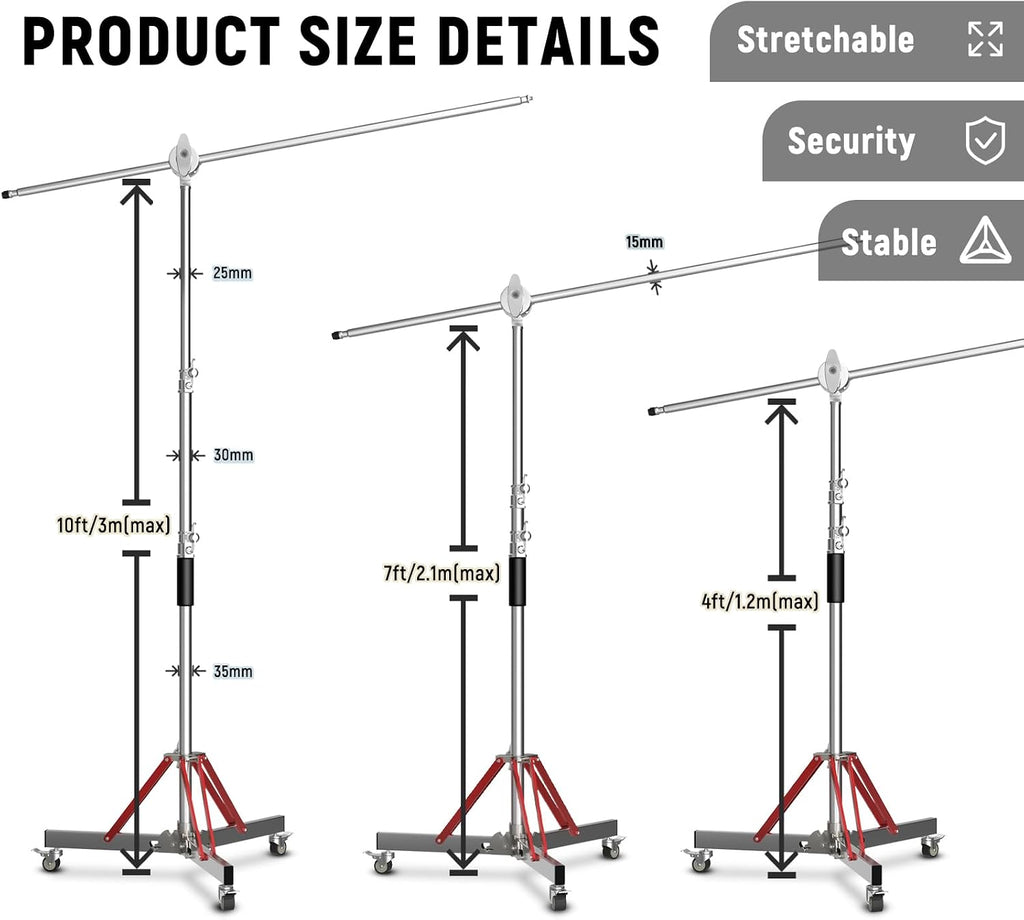 LOMTAP C Stand with Boom Arm, Heavy Duty Light Stand
