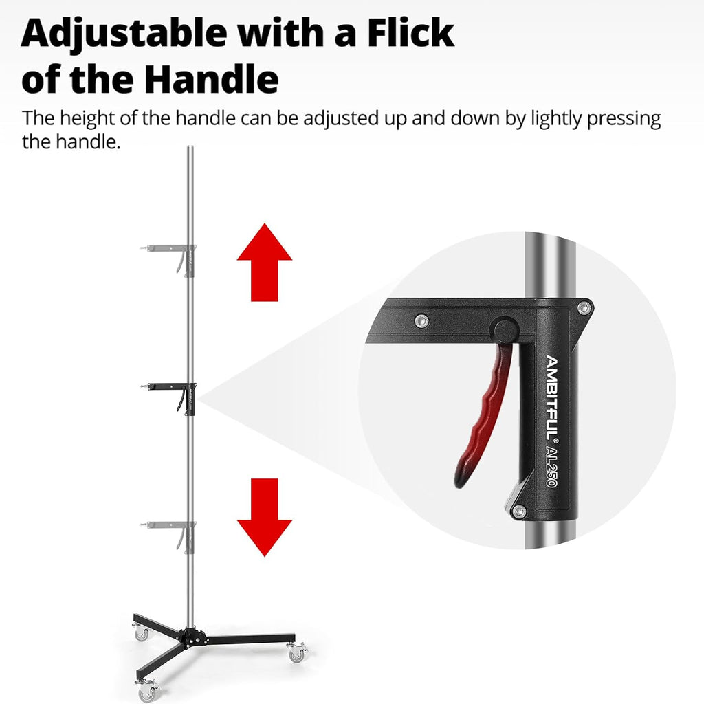 AMBITFUL 8.5FT Light Stand with Wheels, Heavy Duty for Studio Lights