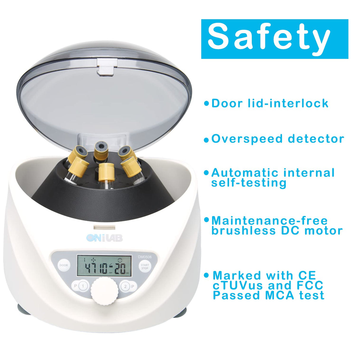 ONiLAB Benchtop Centrifuge, 6X50ml, 300-4000RPM, Max 1800Ãg