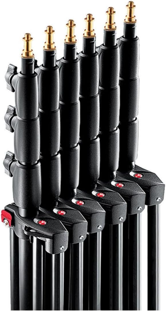 Manfrotto 1004BAC 144-Inch Air Cushioned Aluminum Master Light Stand with 4 Sections and 3 Risers, 3-Pack (Black)