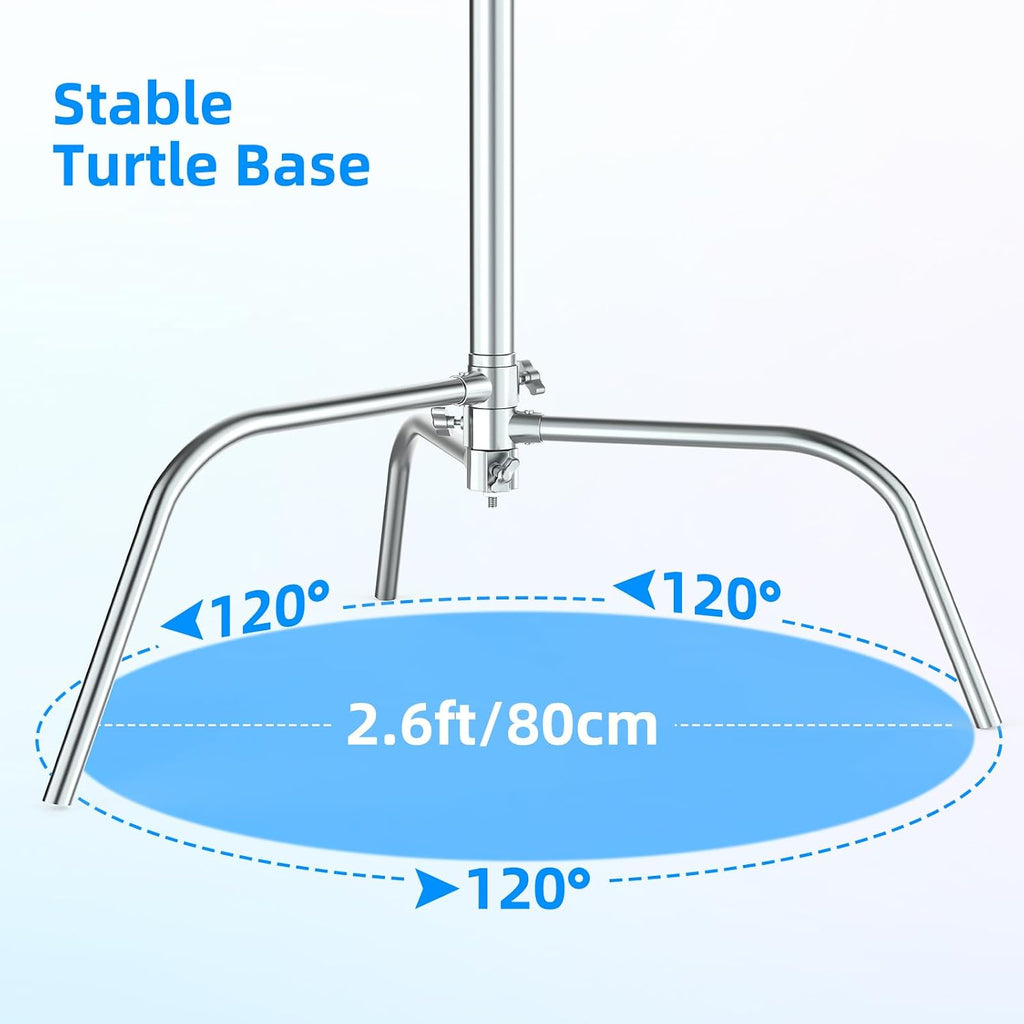 Hagibis C Stand Adjustable Heavy Duty Tripod Stand with 100% Stainless Steel, Photography light Stand for Studio Softbox, Monolight, Reflector, Max Height: 10.5ft/320cm (Extension Arm Not Included)