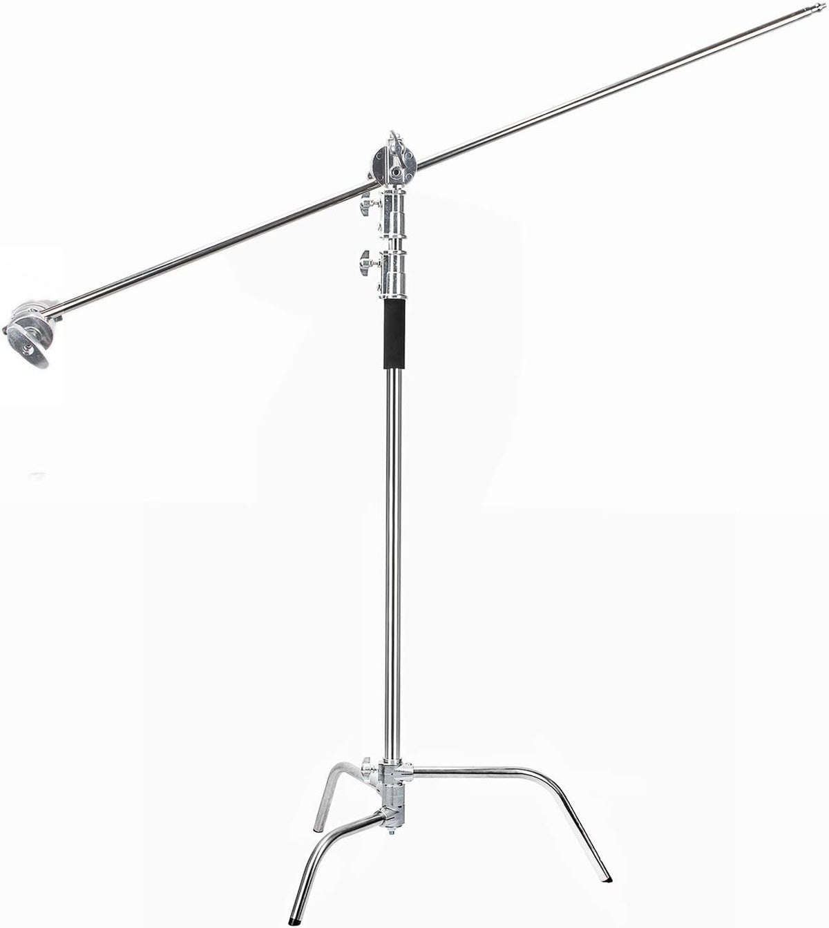 EACHSHOT C Stand Metal with Bag Wheel Max 10.8ft/330cm with 106cm Holding Arm 2 Pieces Grip Head for Godox AD400 Pro AD600 Pro AD600BM Aputure 120D 300D II for Photography Studio Video Monolight