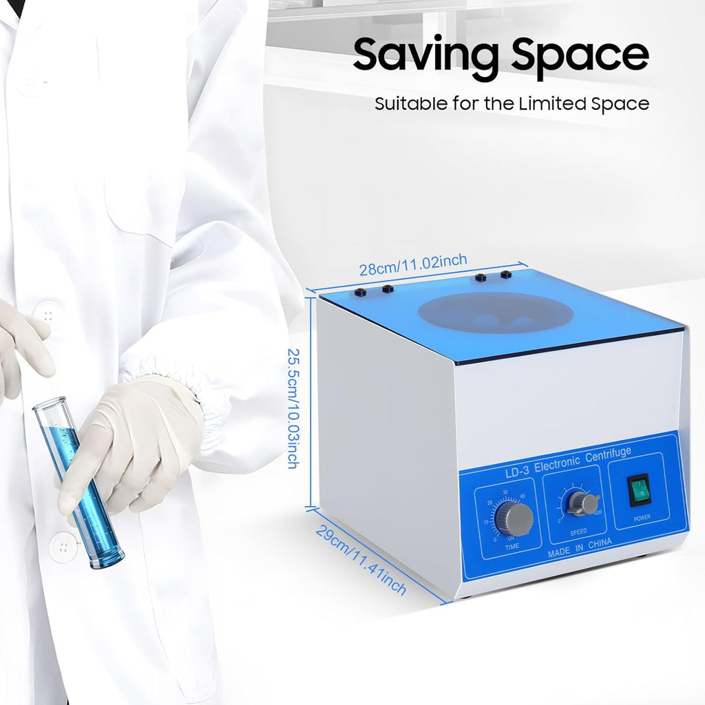 Electric Lab Centrifuge, 110V Mini Benchtop Centrifuge Machine 6x50 ml, with 0-60 min Timing Function and Adjustable 0-4000 r/min Speed