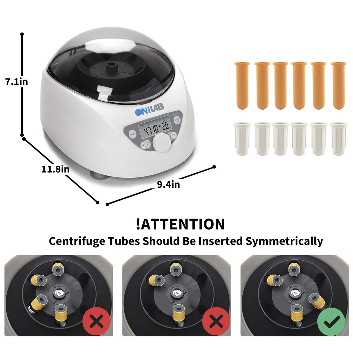 ONiLAB PRP Centrifuge, 8X15ml/10ml/7ml/1.5-5ml, 300-4000RPM, Max 1860Ãg