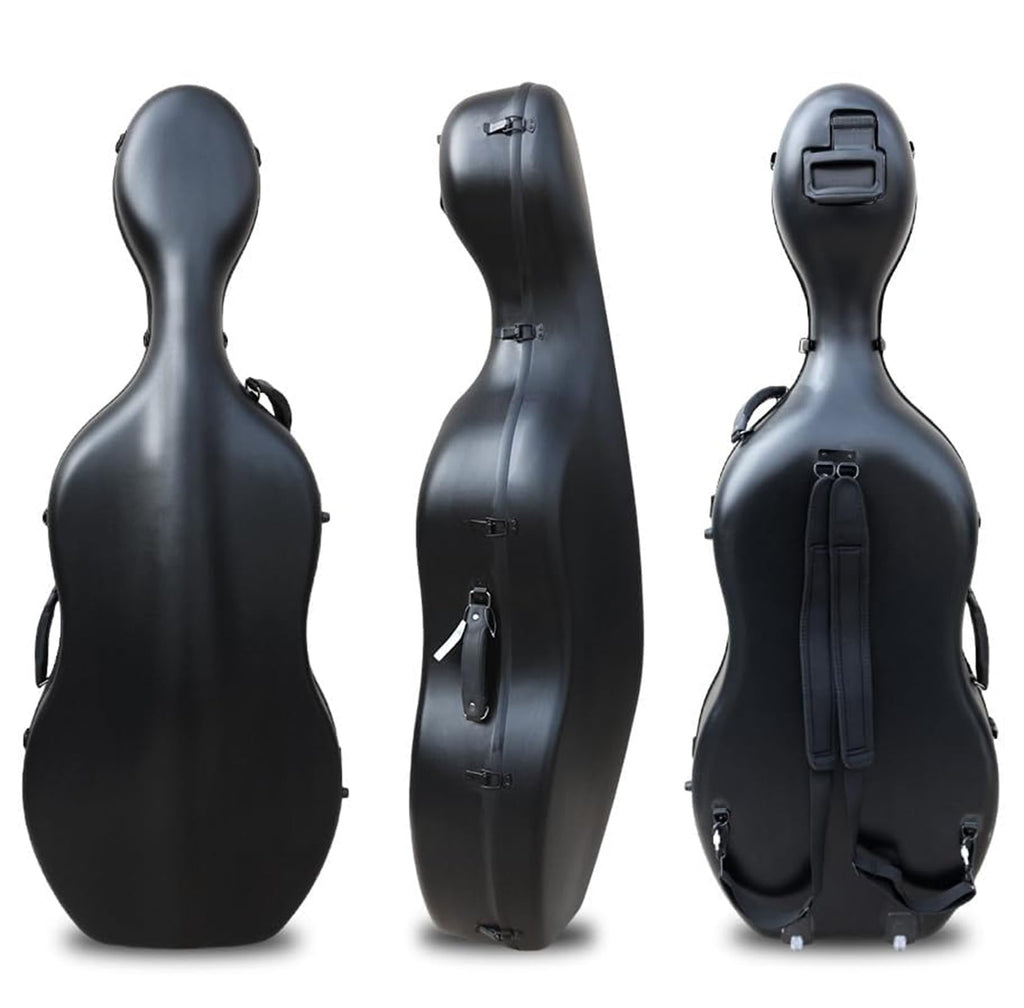 Vetimobato Carbon Fiber Cello Case 4/4 Full Size Strong & Ultralight Hard Shell Travel Case with Built-in Handle Wheels Backpack Straps Bow Holders Cello Box for Professional Cellists (Dark Green)