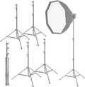 Tellegloww 4 Pack 9.2 FT Stainless Steel Light Stand Photography with 1/4â to 3/8â Screw Adapter Heavy Duty Photography Tripod Lights Stand for Strobe LED Video Lights Ring Light Monolight Softbox