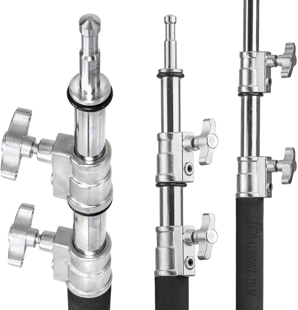 Flashpoint 10' C Light Stand on Turtle Base Kit with Two Tier Spring Loaded Riser Column, 3' GOBO Heads, Baby Pin and 40' Grip Arm, Chrome, a for Cinema Still