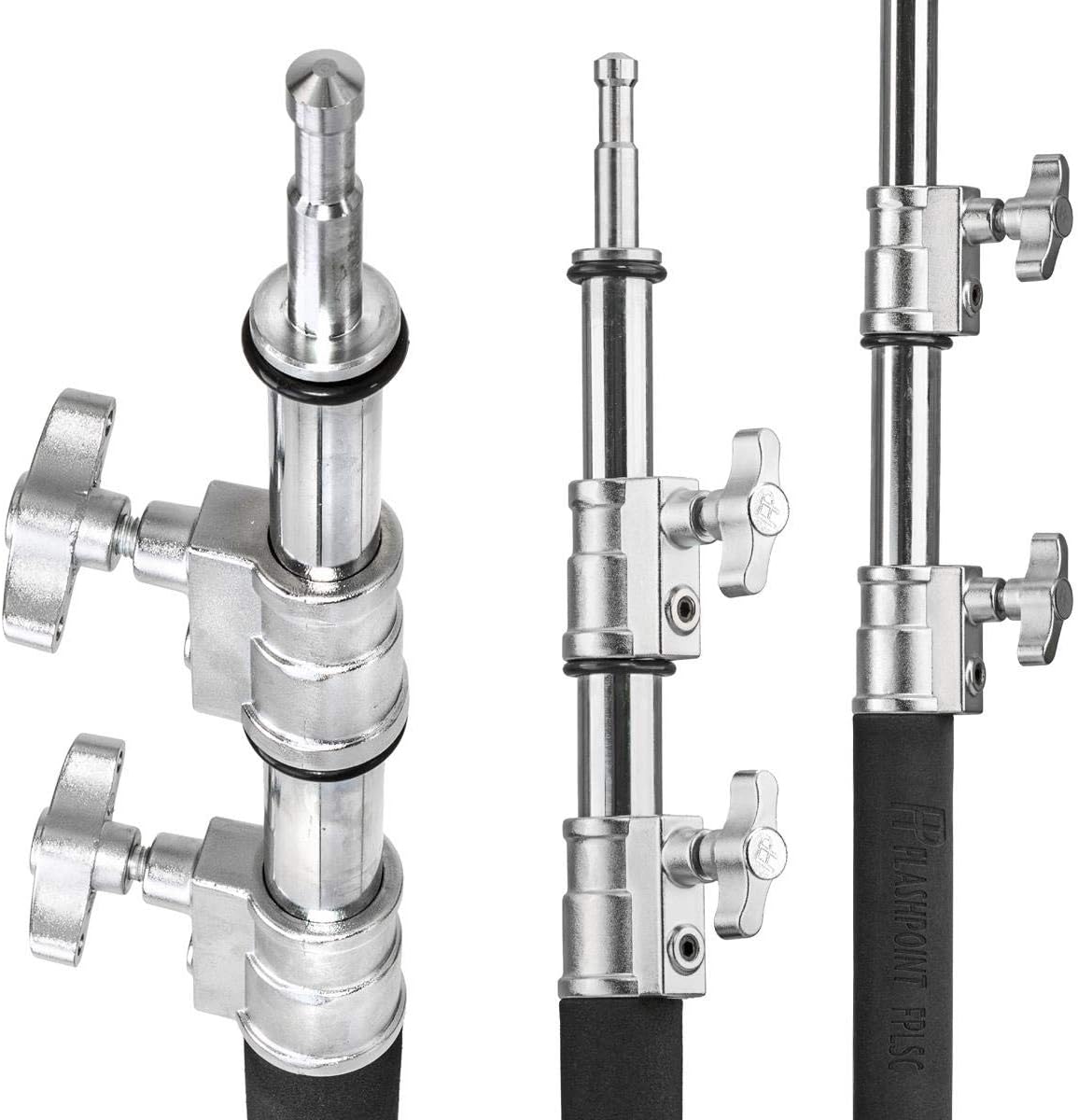Flashpoint 10' C Light Stand on Turtle Base Kit with Two Tier Spring Loaded Riser Column, 3' GOBO Heads, Baby Pin and 40' Grip Arm, Chrome, a for Cinema Still
