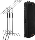 Flashpoint C-Stand Traveler Kit, Includes 3 10' C (Century) Light Stands Turtle Base Kits and Slinger L6 BigBag C-Stand Rolling Kit