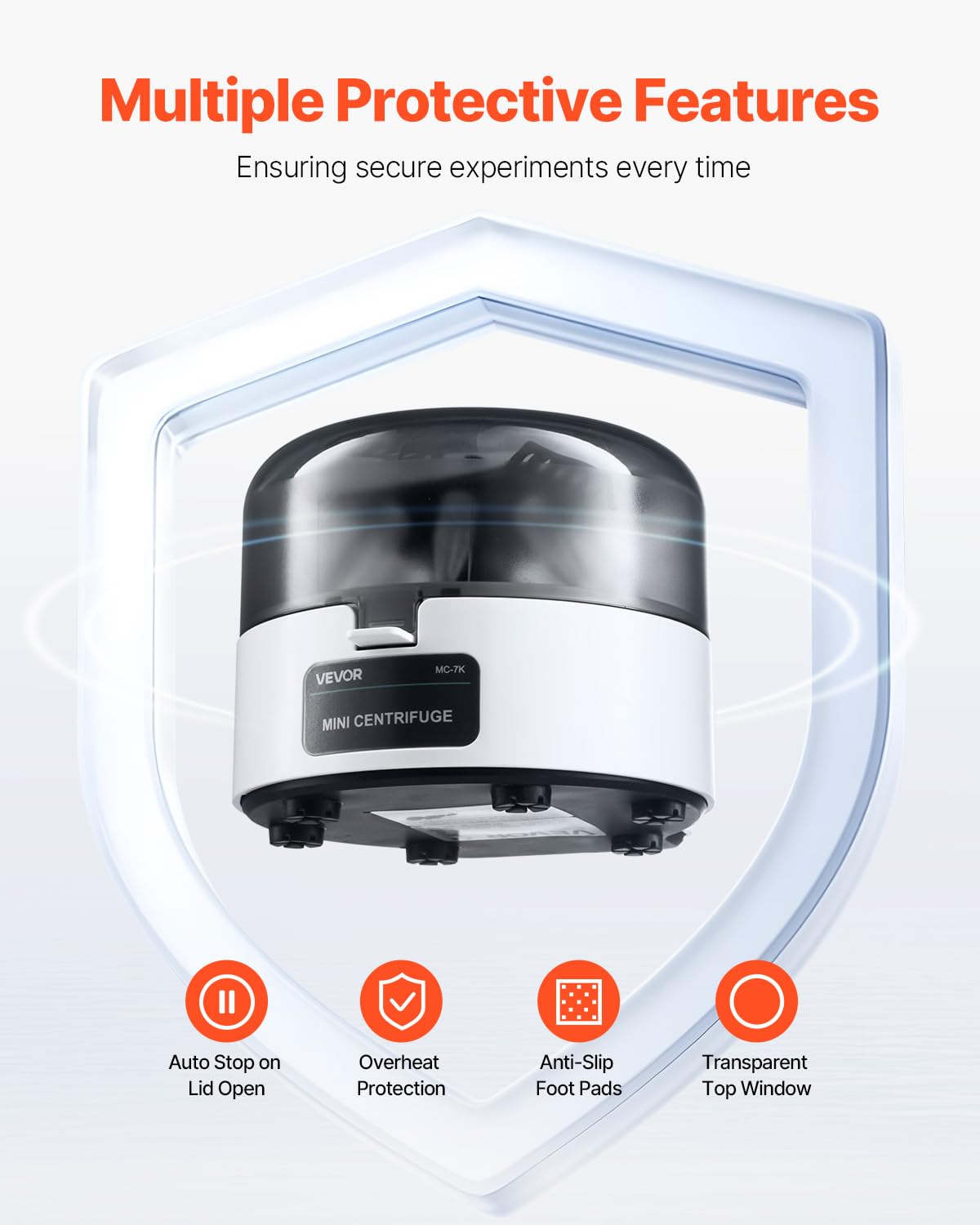 VEVOR Centrifuge Machine, 100-2100xg RCF Electric Laboratory Centrifuge Machine with 1 Rotor for 2/5/10/15/50ml Tube Capacity, Low Speed 500-4000rpm with Timer, Widely Used in Various Experiments