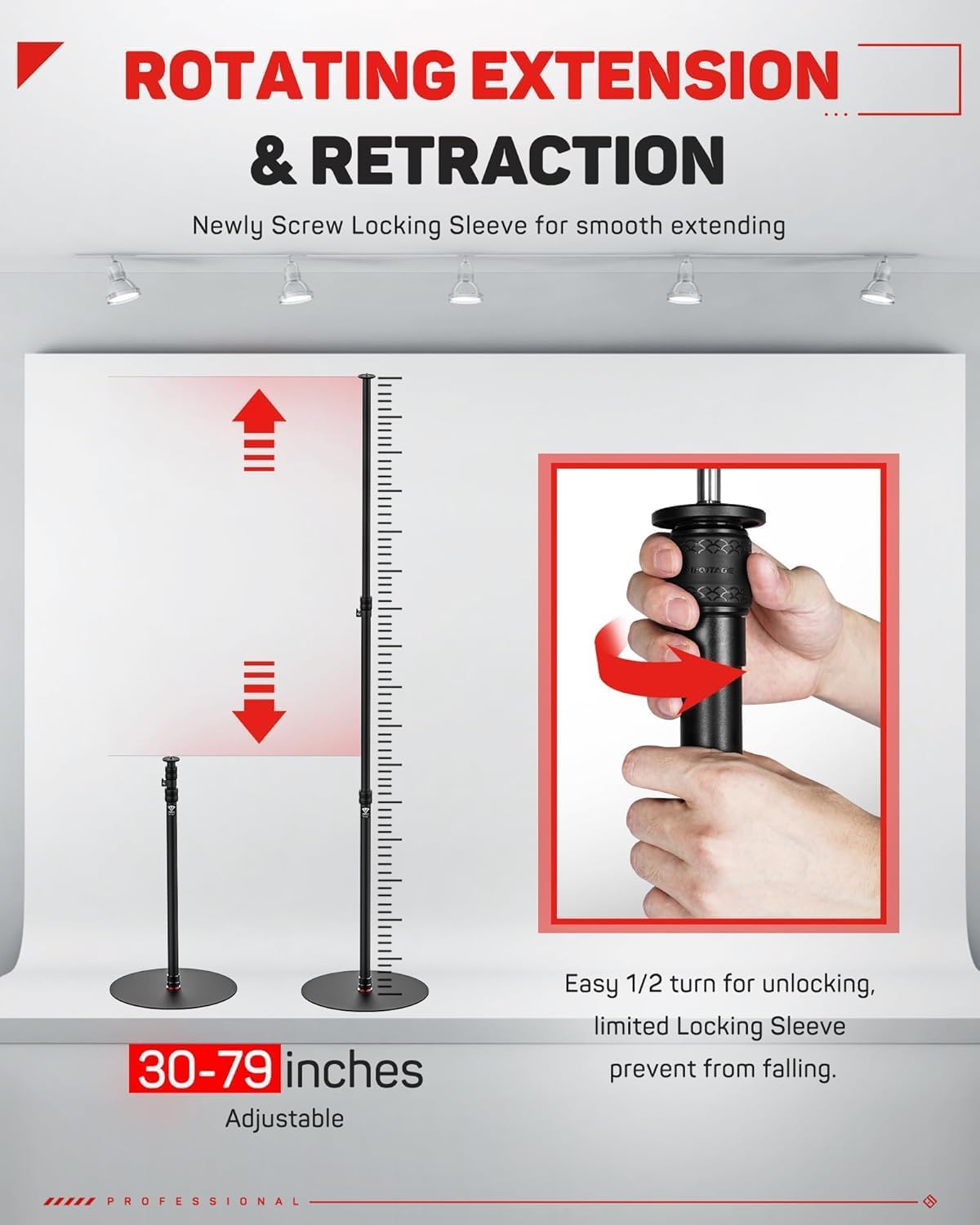 IFOOTAGE RB-A400 Round Base Light Stand Monopod 79" 2 Pack