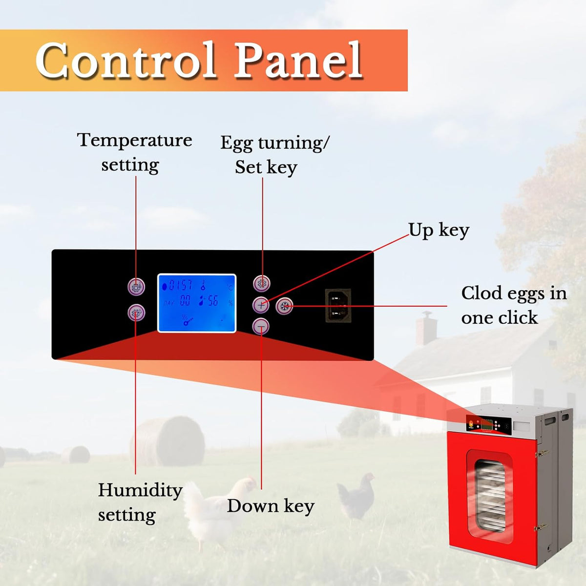 400 Eggs Incubator ï¼Automatic Incubator for Hatching Eggs, with Automatic Egg Turning and Temperature Humidity Control, Poultry Hatching Incubator for Chicken Duck Goose Quail Bird