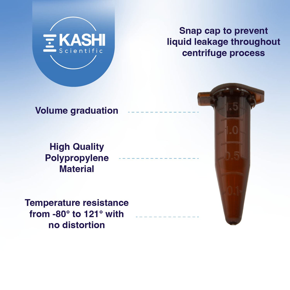 Kashi Scientific 50mL Self Standing Centrifuge Tubes with Screw Cap Lid, Lab Grade Polypropylene Plastic, Skirted, Printed Graduation, Write-on Spot [50mL Self-Standing, 500]