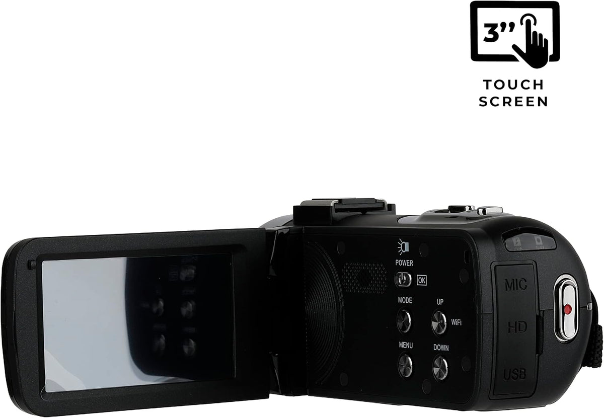 Vivitar 4K Video Camera, Wi-Fi Ultra HD Camcorder with 18x Digital Zoom, 3â IPS Touchscreen Video Recorder with Night Vision, Vlogging Camera with 3.5mm Microphone Jack, Rechargeable, SD Card Slot