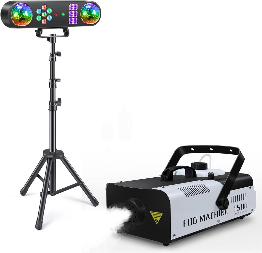 Telbum DJ Lights with Stand and 1500W Fog Machine, Make a Party Show