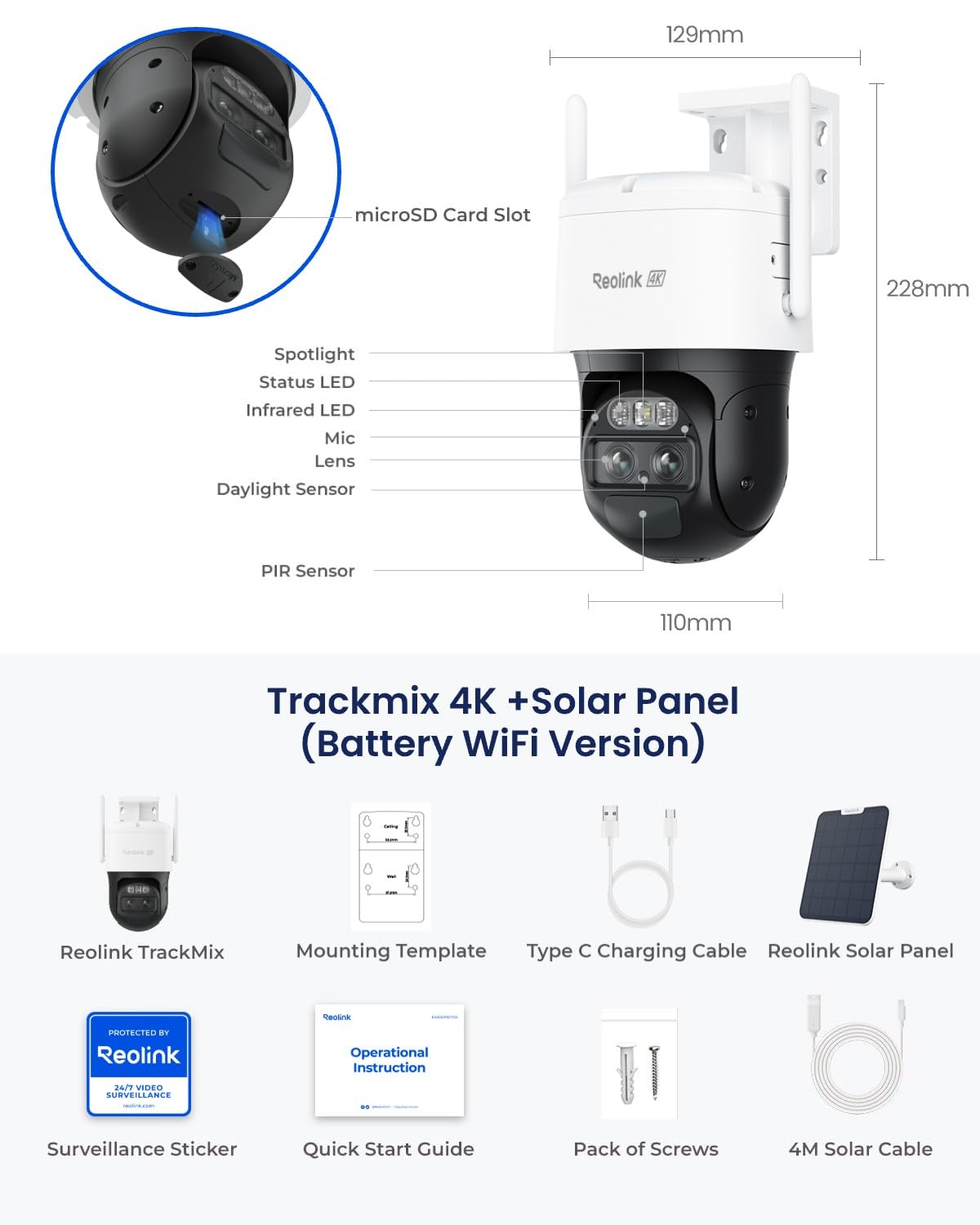 REOLINK 4K Dual Lens Cellular Security Camera Outdoor, Solar Wireless PTZ