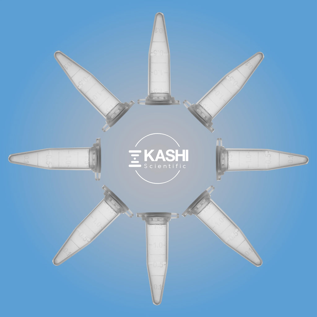 Kashi Scientific 50mL Self Standing Centrifuge Tubes with Screw Cap Lid, Lab Grade Polypropylene Plastic, Skirted, Printed Graduation, Write-on Spot [50mL Self-Standing, 500]
