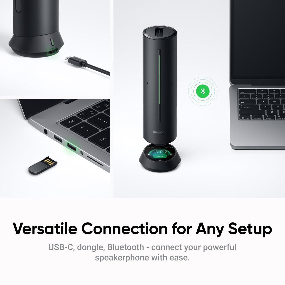 Insta360 Link 2 - PTZ 4K Webcam for PC/Mac, 1/2" Sensor, AI Tracking, HDR, AI Noise-Canceling Mic, Gesture Control for Streaming, Video Calls, Gaming, Works with Zoom, Teams, Twitch & More