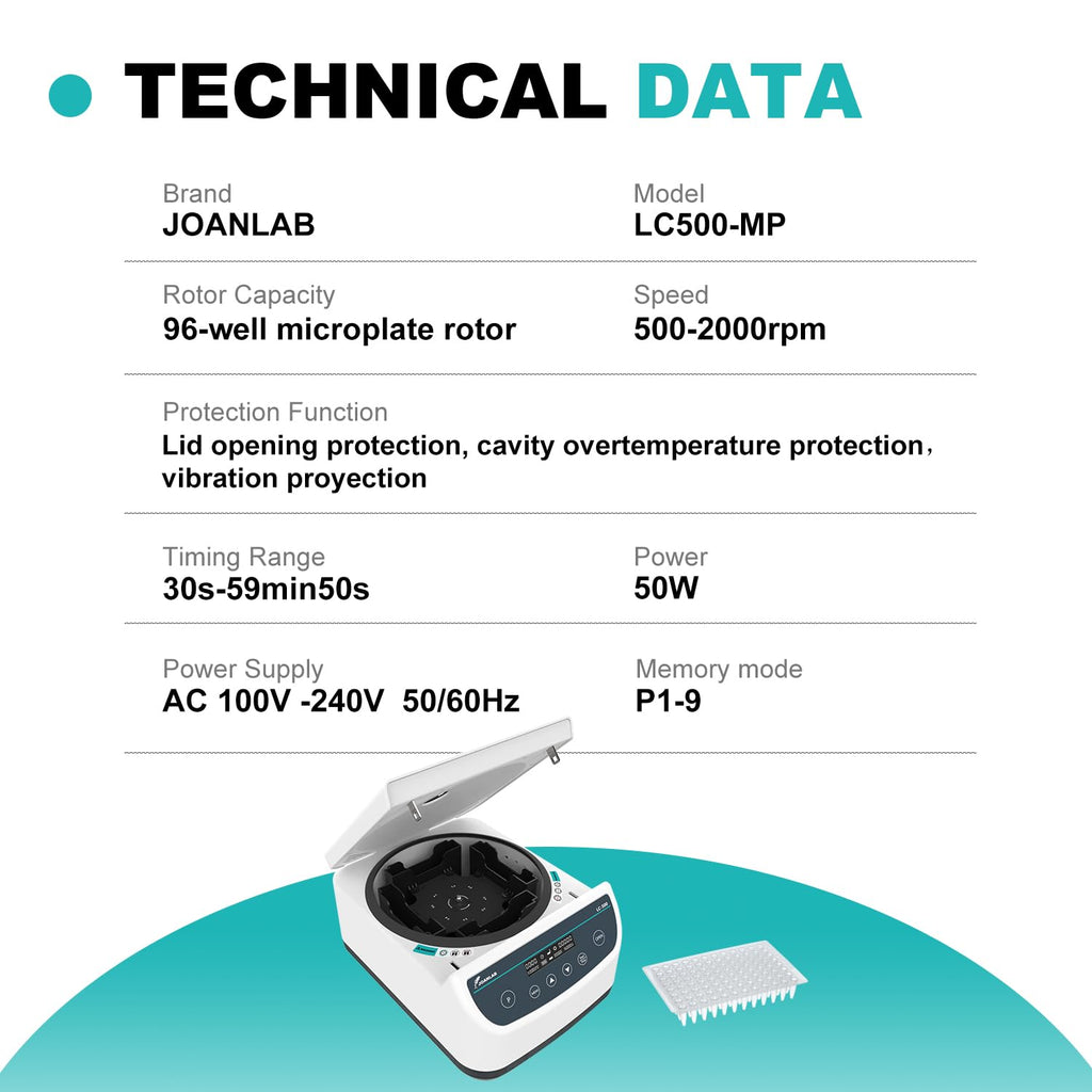 JOANLAB LC500-MP Microplate Centrifuge, 4Ã96-Well, 500-2000RPM