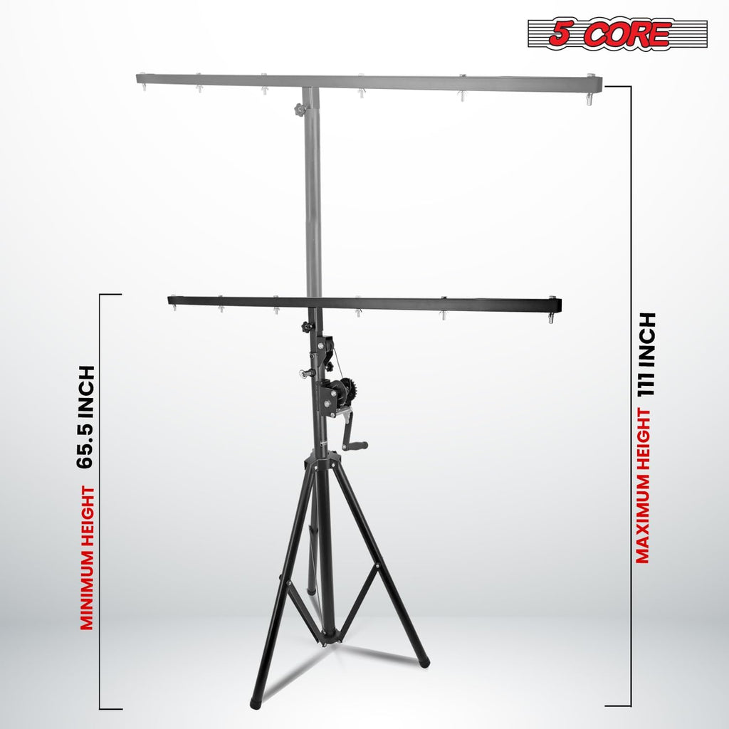 Heavy Duty Adjustable DJ Light Stand with Hand Crank & Tripod Mount by 5 Core