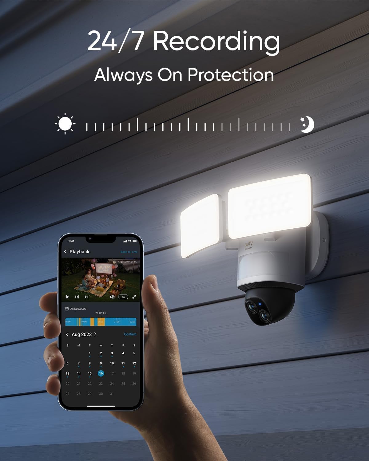 eufy Security Floodlight Camera E340, Dual-Lens, 360Â° Coverage, 8X Zoom