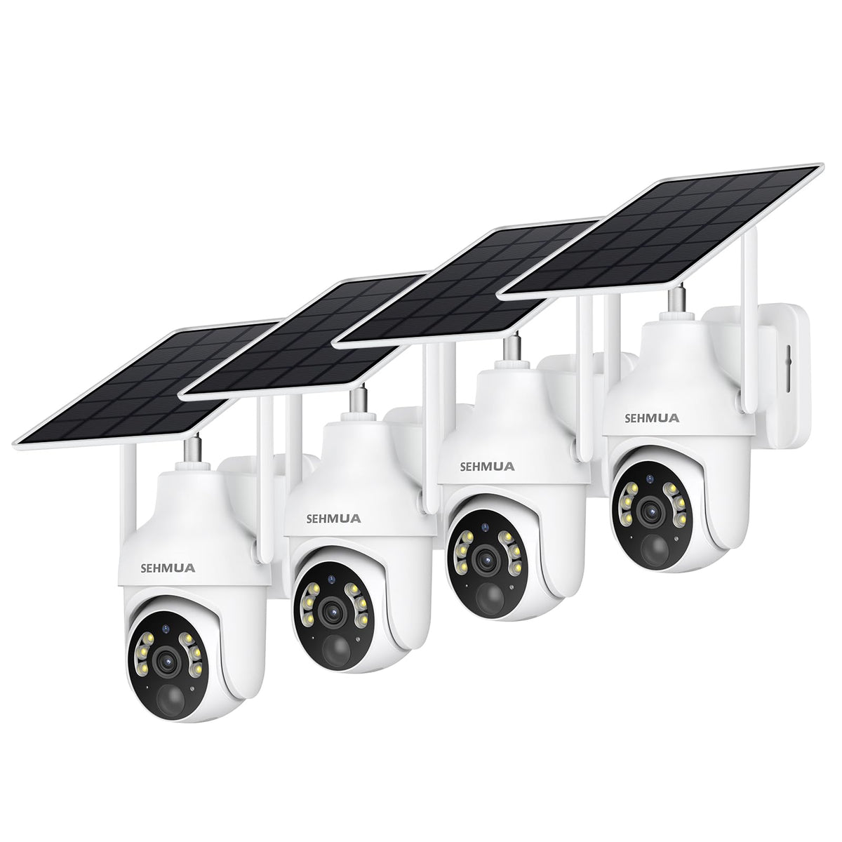 SEHMUA 2K Solar Security Cameras Wireless Outdoor, 2 Pack 360Â° View Pan/Tilt WiFi Security Camera Outside with Color Night Vision,Easy to Install, PIR Alarm, 2-Way Audio
