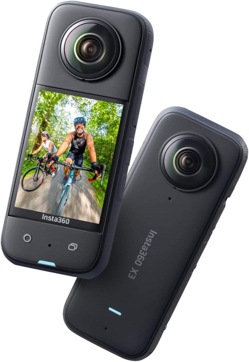 Insta360 X3, 360 Action Camera with 5.7K 360 Active HDR Video, 4K Single-Lens Camera, Waterproof, FlowState Stabilization, 2.29" Touchscreen, AI Editing, for Motorcycle, Wintersports and Vlogging