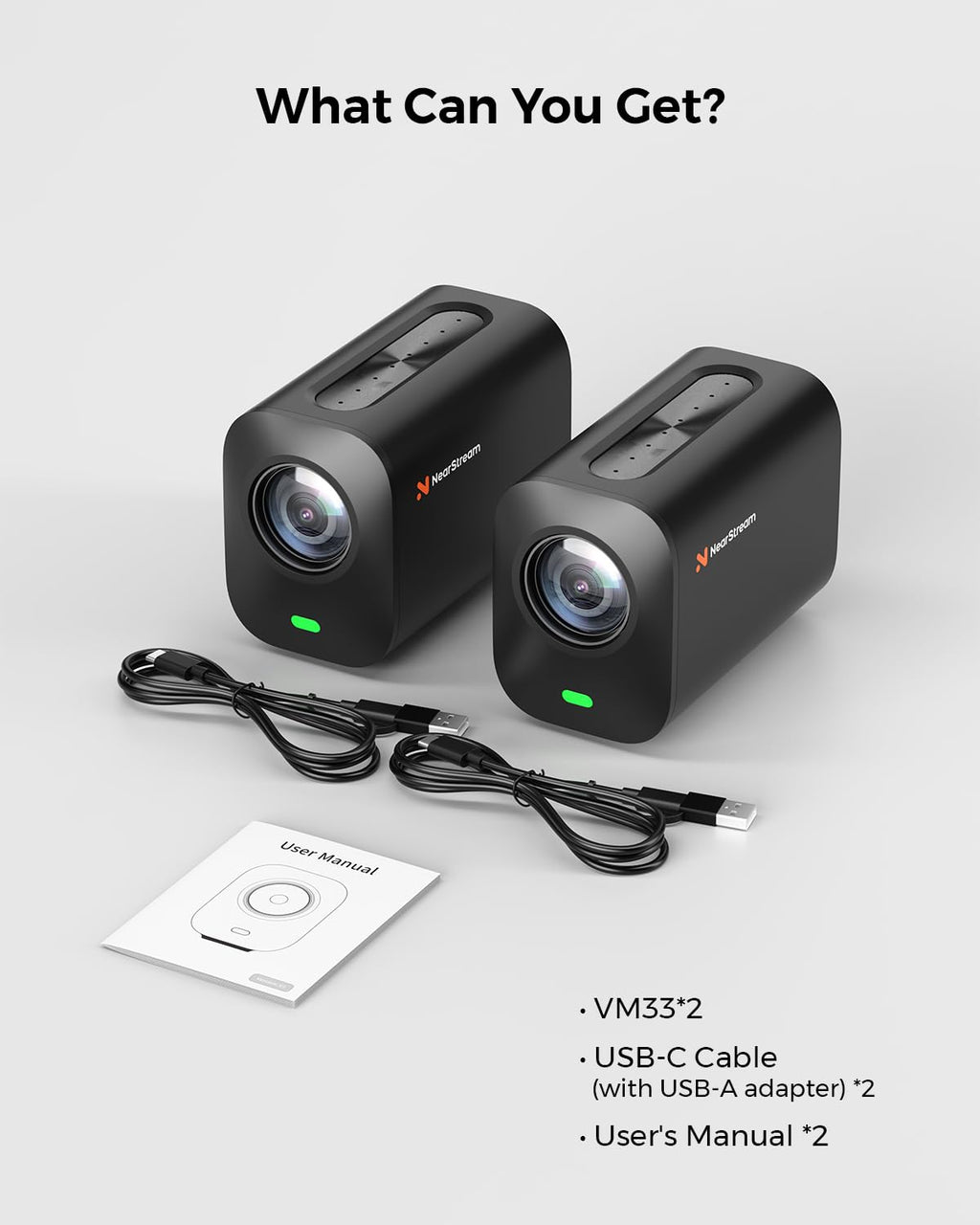 NearStream VM33 3-Pack Wireless Live Streaming Cameras, 10X Optical Zoom