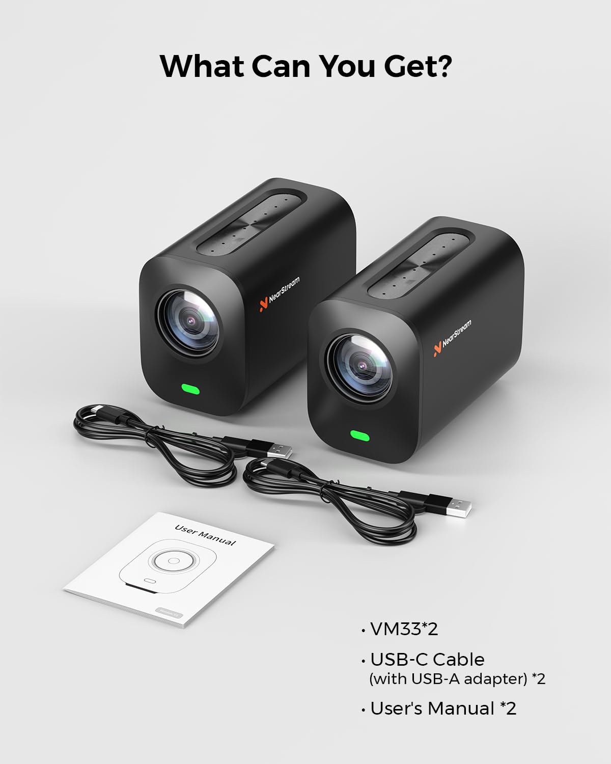 NearStream VM33 3-Pack Wireless Live Streaming Cameras, 10X Optical Zoom