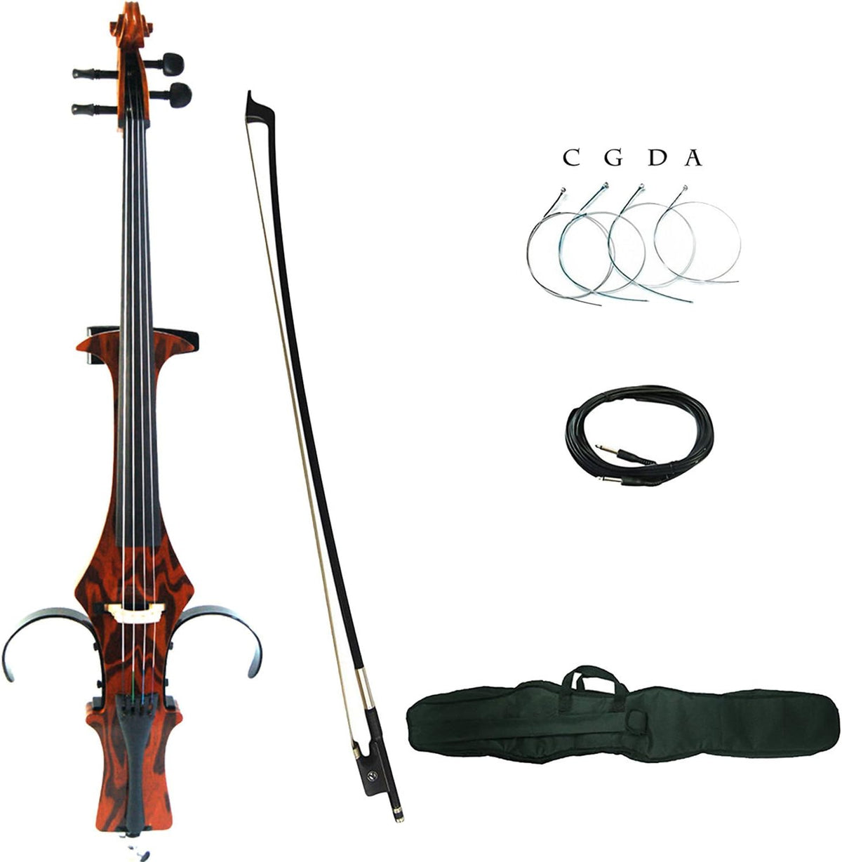 Aliyes Handmade Professional Solid Wood Electric Cello 4/4 Full Size Silent Electric Cello-Wood Grain