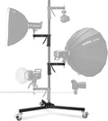 M20 Steel Wheeled Pistol Grip Heavy Duty Light Stand for Photography with Sliding Arm and Chrome-Plated Column Stand, Max. Height 6.5' Max. Load 22 Lbs, Ideal for Light Stand Photography