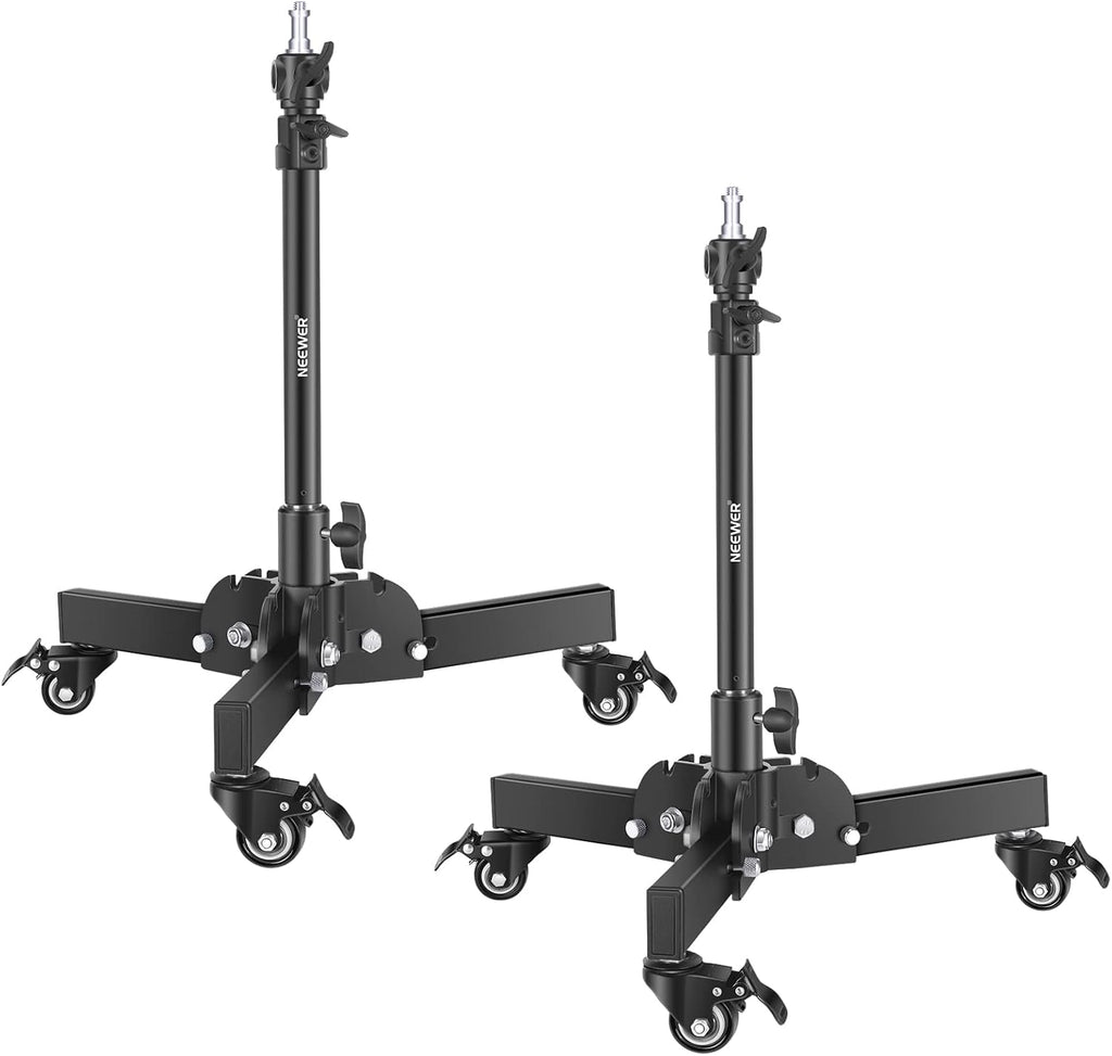 NEEWER Pack of 2 Heavy Duty Light Stands with Wheels, 2.4 Feet Max. Height, Foldable Tripod for Low Angle Shooting, Lighting Stand for Softbox, Monolight and Other Photography Equipment, ST72