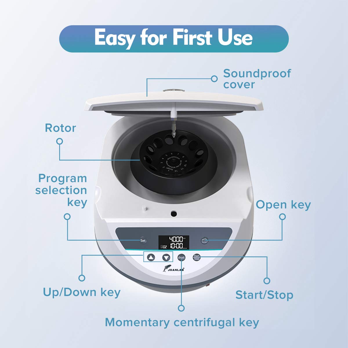 Benchtop Centrifuge, 8x2/5/10/15ml Tubes