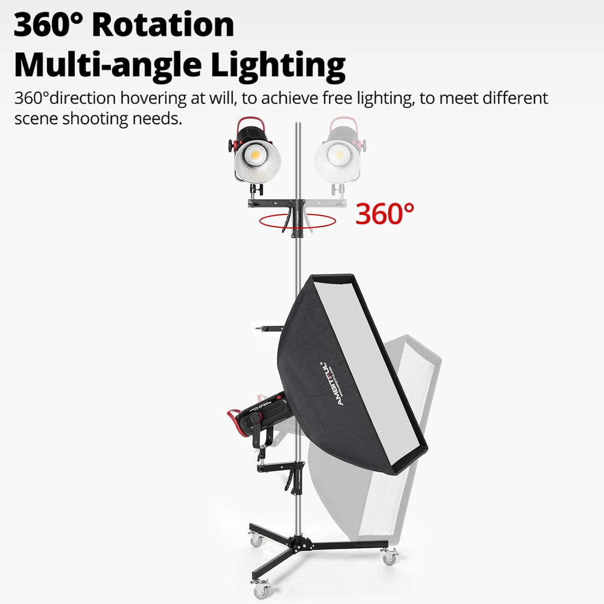 AMBITFUL 8.5FT Light Stand with Wheels, Heavy Duty for Studio Lights