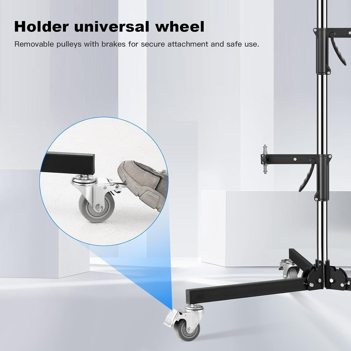 M20 Steel Wheeled Pistol Grip Heavy Duty Light Stand for Photography with Sliding Arm and Chrome-Plated Column Stand, Max. Height 6.5' Max. Load 22 Lbs, Ideal for Light Stand Photography