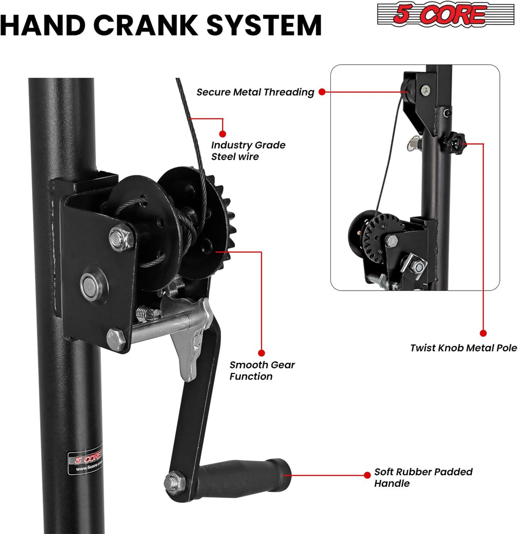 Heavy Duty Adjustable DJ Light Stand with Hand Crank & Tripod Mount by 5 Core