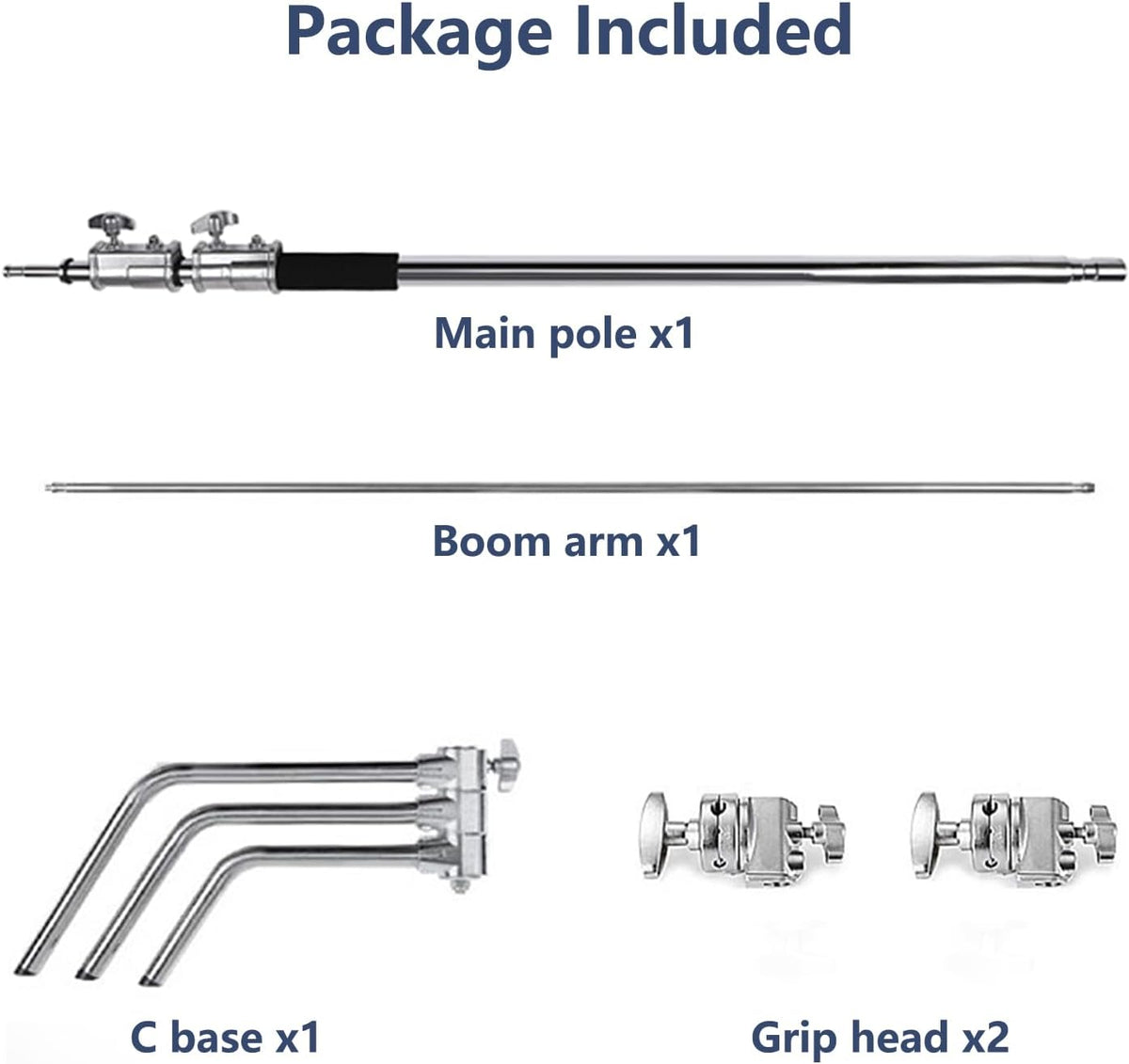 C Stand with Boom Arm Heavy Duty Photography C Light Stands Kit, Max Height 10.5ft/320cm, with 4.2ft/128cm Holding Arm, for Photography Studio, Reflector, Umbrella, Softbox