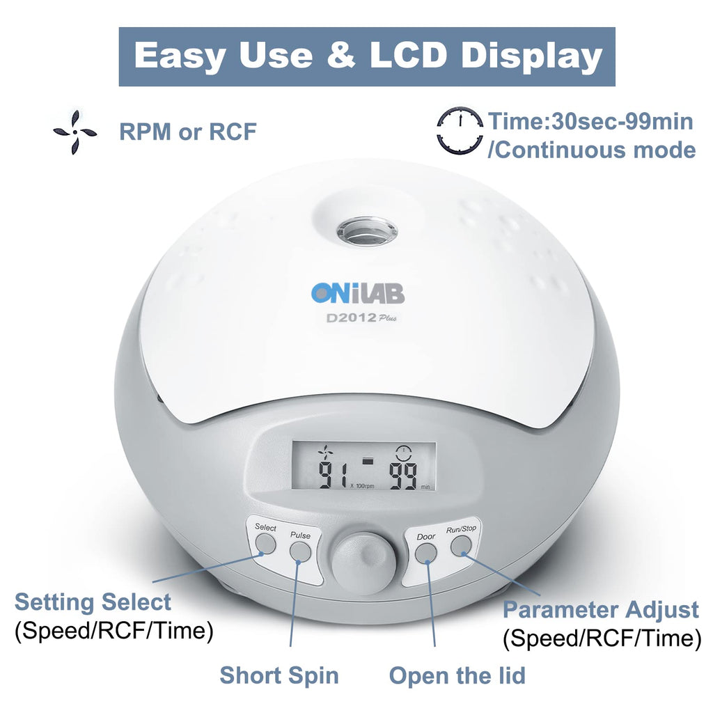 ONiLAB LCD Digital High Speed Mini Centrifuge15000rpm, Capacity 0.2/0.5/1.5/2ml x 12 Place,Max RCF 15100xg,Low Noiseâ¤54dB, 100-240V