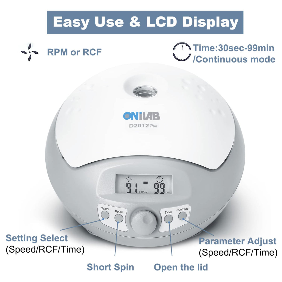 ONiLAB LCD Digital High Speed Mini Centrifuge15000rpm, Capacity 0.2/0.5/1.5/2ml x 12 Place,Max RCF 15100xg,Low Noiseâ¤54dB, 100-240V