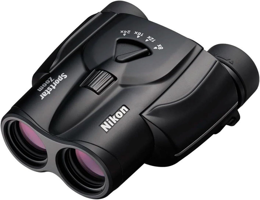 Nikon Sportstar Zoom 8-24x25mm Binoculars - Multi-Coated Lenses, Porro Prism Optics, Fast Focus Control - Compact Lightweight Binocular for Sports Events, Wildlife & Outdoor Viewing