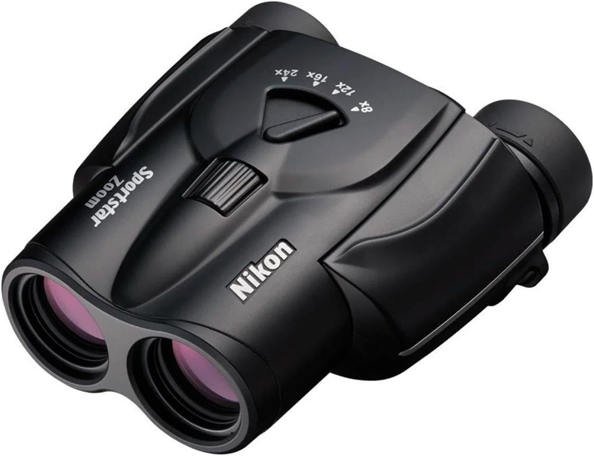 Nikon Sportstar Zoom 8-24x25mm Binoculars - Multi-Coated Lenses, Porro Prism Optics, Fast Focus Control - Compact Lightweight Binocular for Sports Events, Wildlife & Outdoor Viewing