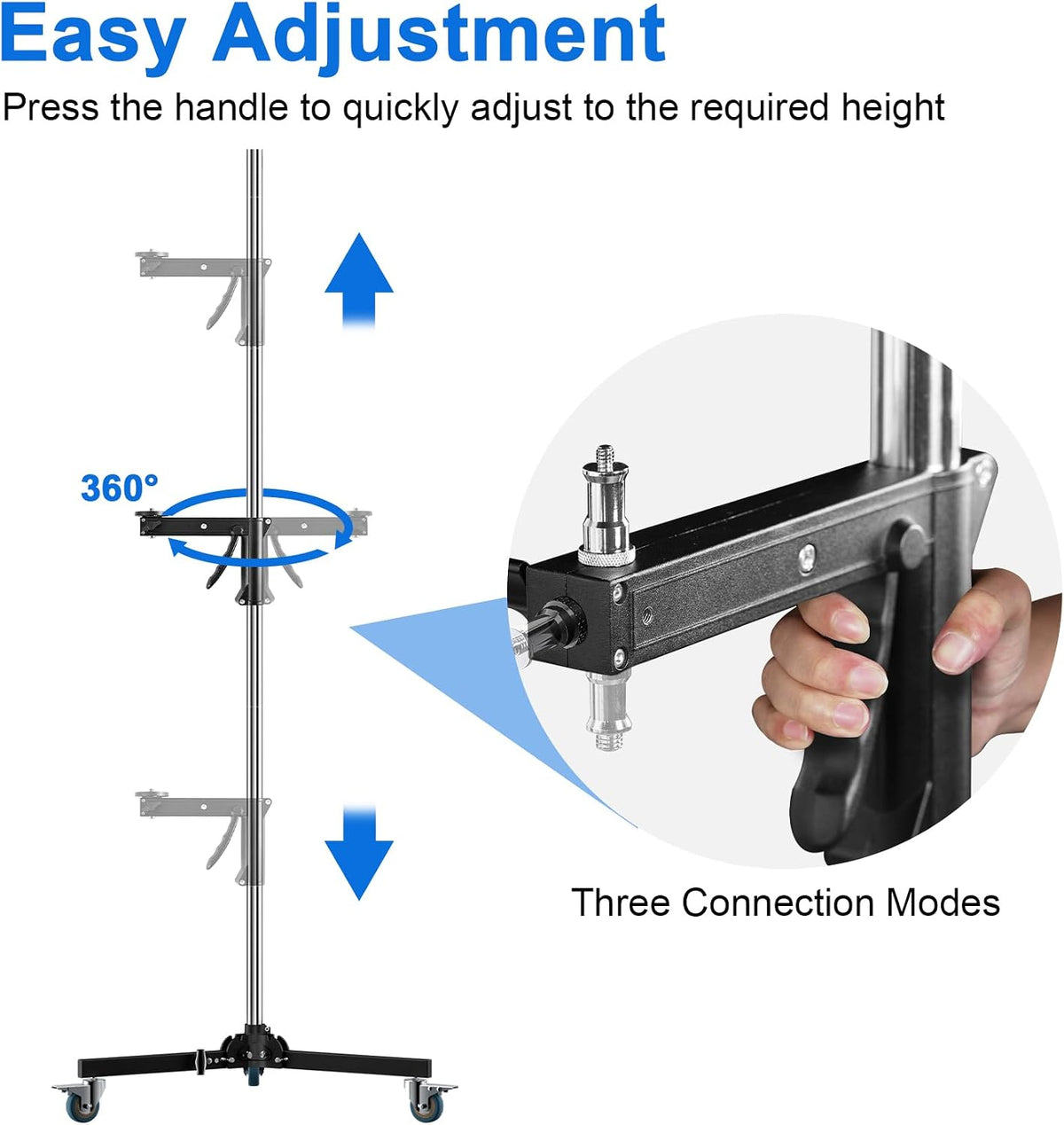Selens 98.4â/250cm Heavy Duty Light Stand, Max Load 33lbs/15kg
