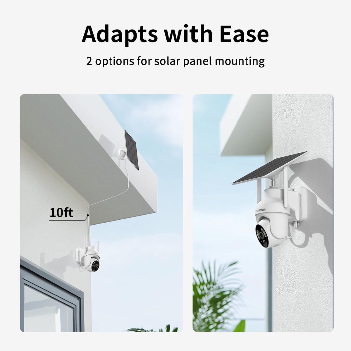 SEHMUA 2K Solar Security Cameras Wireless Outdoor, 2 Pack 360Â° View Pan/Tilt WiFi Security Camera Outside with Color Night Vision,Easy to Install, PIR Alarm, 2-Way Audio