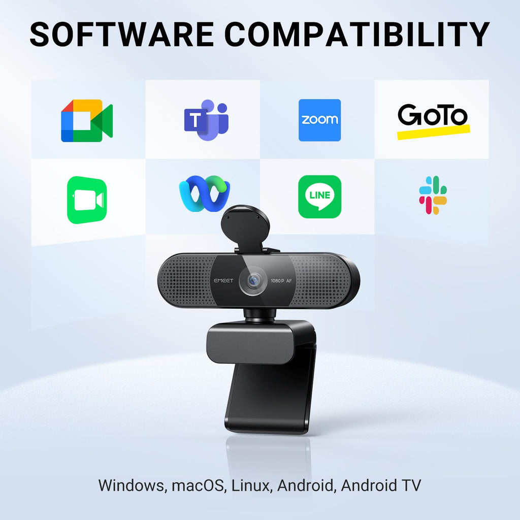 EMEET C960 Ultra 4K Webcam for Mac & PC, 1/1.5" Large Sensor, Metal Body