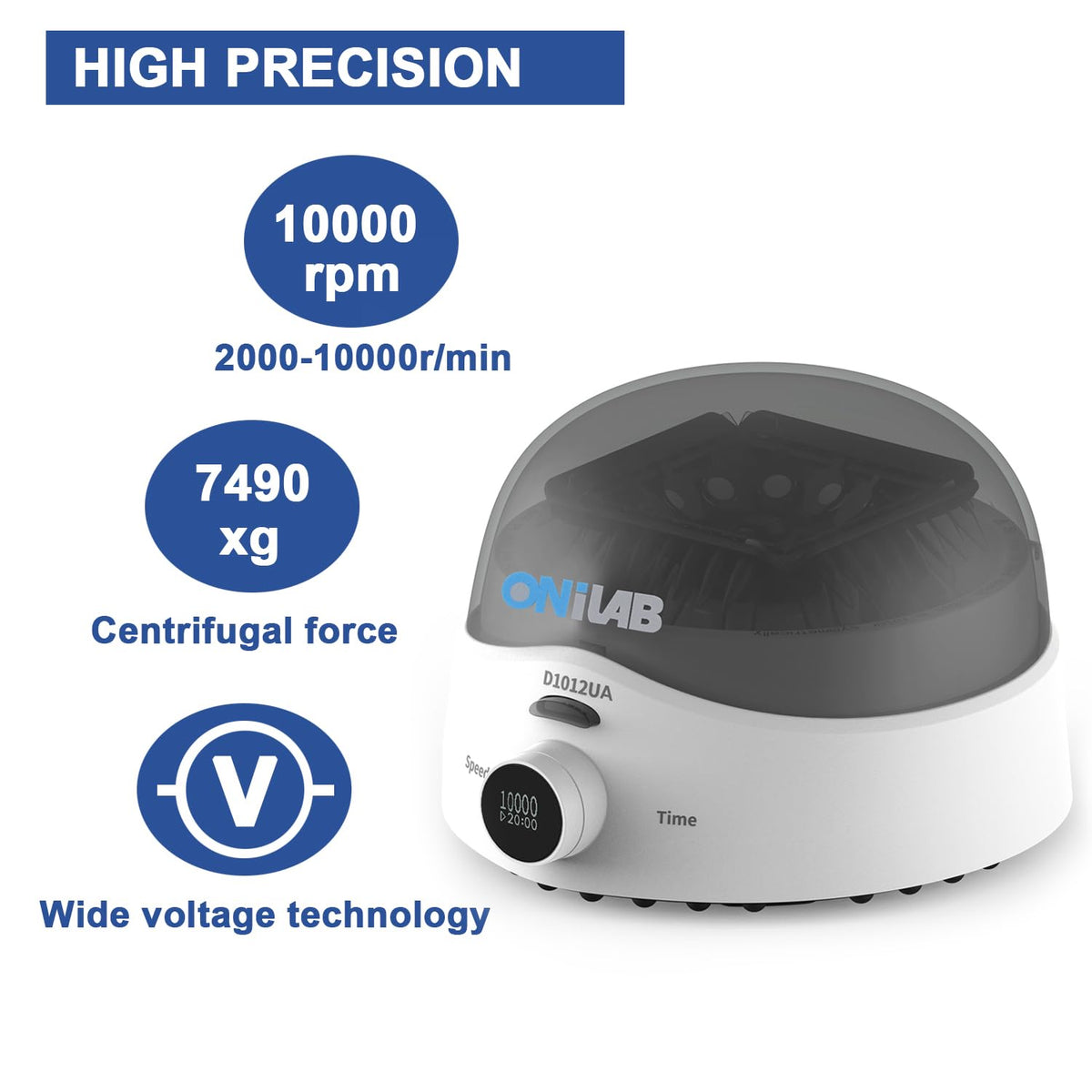 ONiLAB Benchtop mini Centrifuge, 10000RPM, 2-in-1 Rotor