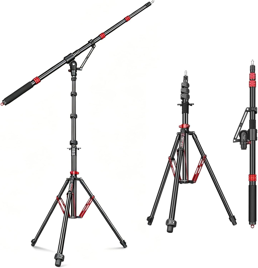 106in Adjustable Extension Photography Light Stand+Boom Arm for Light & C-Stands,Air-Cushioned Aluminum Photography Light Stand Tripod,with 1/4"+3/8â Screw for Softbox,Monolight, Photography,Softbox