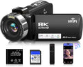 8K Video Camera Camcorder, 80MP AutoFocus WiFi Vlogging Camera for YouTube